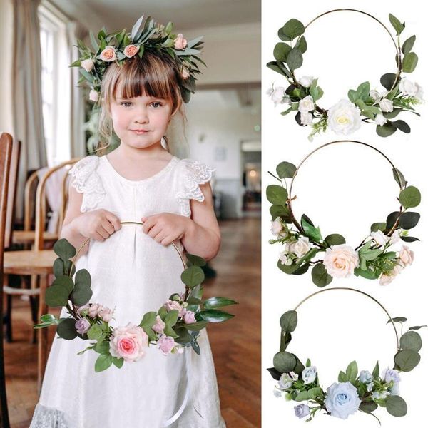 

decorative flowers & wreaths artificial flower geometric metal wire wreath ornaments for wedding party door wall hanging garland diy decorat