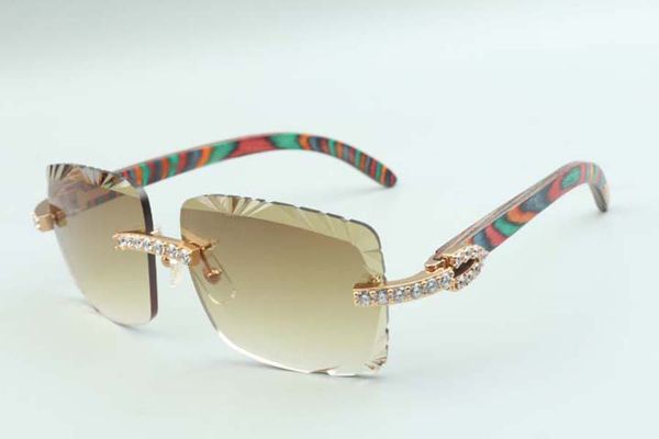 

2021 style cutting lens xl diamonds sunglasses 3524020, peacock wooden temples glasses, size: 58-18-135 mm, White;black