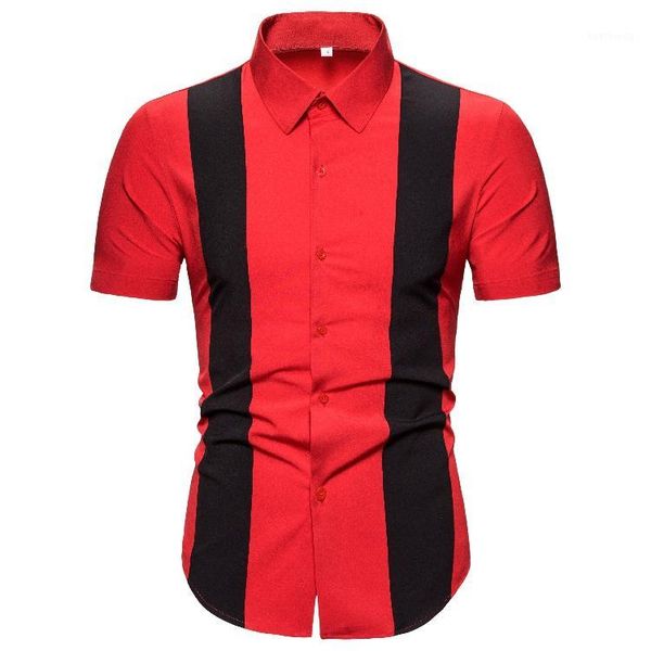 

shirt for men personality color matching design short sleeve blouse male casual fashion slim summer new arrival1, White;black
