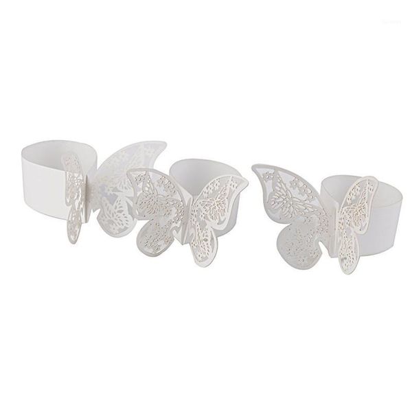 Tovaglioli di scatole di fazzoletti all'ingrosso - 50 pezzi Anelli di tovagliolo di farfalla di carta per matrimoni Tovagliolo di partito Decorazione della tavola 3D