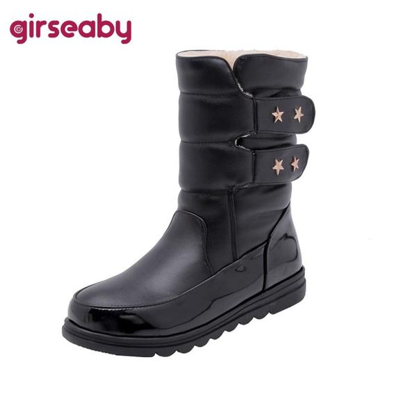 

girseaby snow boots women new thickening fur warm waterproof shoes woman leisure candy color non-slip boats mujer bota f347, Black