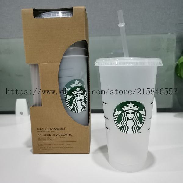 

5pcs/set 24oz tumblers plastic drinking juice cup with lip and straw magic coffee mug costom starbucks plastic transparent cup