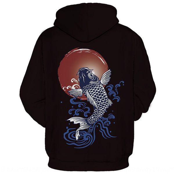 

с длинным рукавом мужская мода европейская цифровая печататься koi hoodie hoodiesweater hoodiehoodie мужской 3d свитер осенью и зимой 2020 n, Black