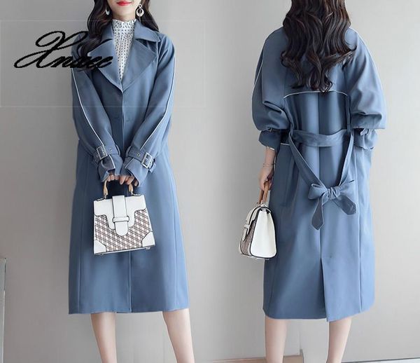 

women's trench coats 2021 fashion long windbreaker female spring autumn korean loose tie belt waist thin coat for women, Tan;black