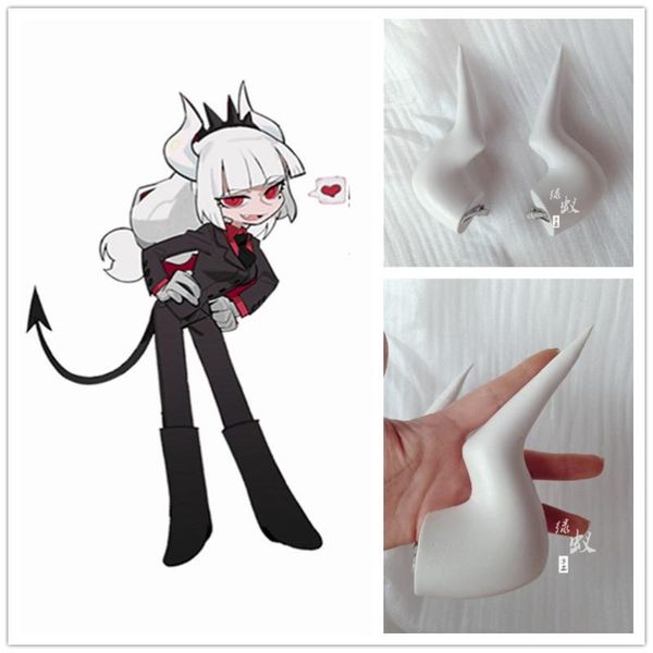 

party masks game helltaker lucifer cosplay horns crown headband head clip headwear hairwear props accessories hair