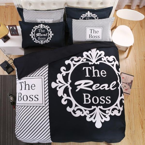 

bedding sets big boss black n white his her valentine set duvet cover bed sheet pillow case king  size linen set1