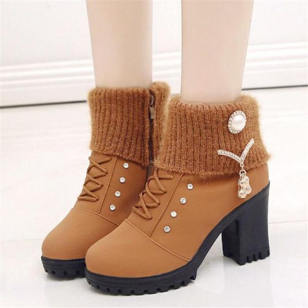

boots women's 2021 winter knight side zipper women riding fashion casual platform snow shoes1, Black
