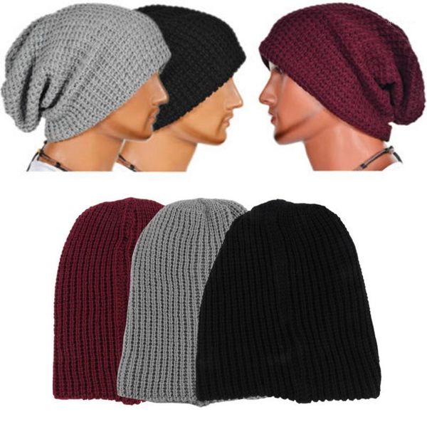 

men's loose beanie hats casual chic caps winter women men's skullies warmth knitted beanies solid color oversized1