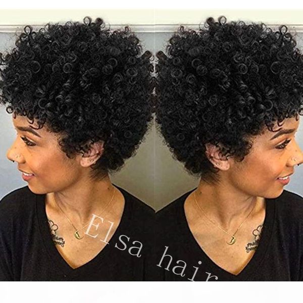 

super tight silk base human hair wigs natural hairline afro kinky curly human hair wigs african american curly wig, Black;brown
