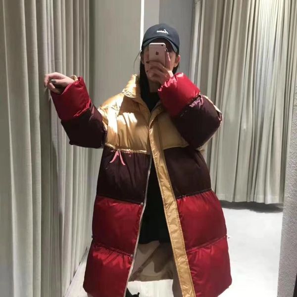 

ins medium length bread women's down jacket 2020 new winter korean version loose bright face color contrast, Black