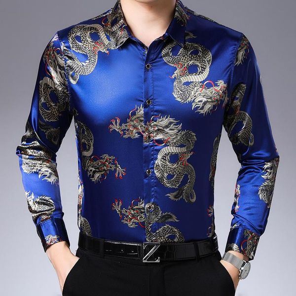 

mens floral printing spring casual dress clothing male long sleeves shirts ing, White;black