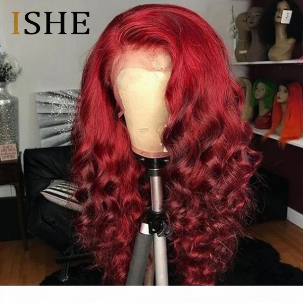 

burgundy red lace front wig 99j colored loose curly human hair wigs for black women pre plucked remy 150 ishe