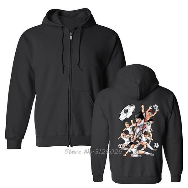 

men captain tsubasa newteam hoodie fashion autumn winter men fleece sweatshirt hoody streetwear harajuku drop shipping, Black