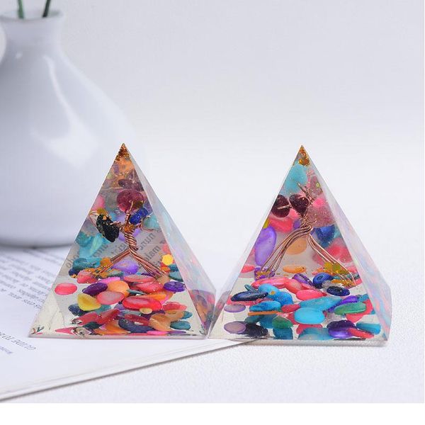 

1pc pyramid organic sile mould diy resin home decoration craft jewelry making mold natural crystal gravel reiki pyr qylyrz, Black