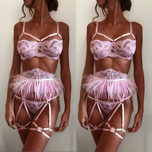 

women babydoll one piece pajamas lingerie hollow lace bodysuit nightwear bra set lingerie 2 colors, Red;black