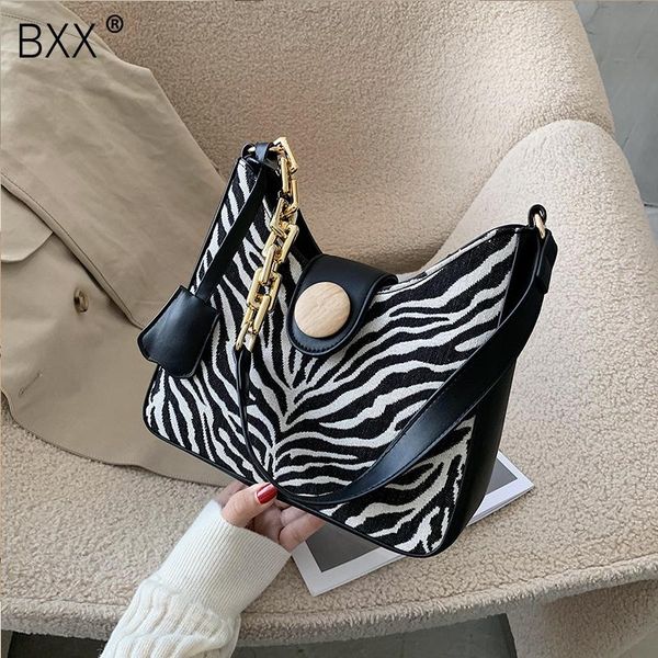 

bxx] zebra pattern толстые цепи canvas crossbody сумки для женщин 2020 осень trend мешок плеча дамы путешествия сумки ho824