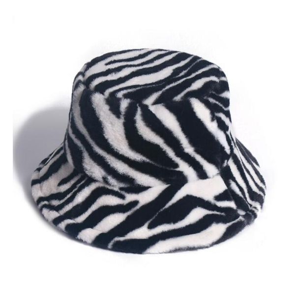 

winter bucket hat for women zebra leopard artificial faux fur warm female outdoor sun panama girls cap w jllebv