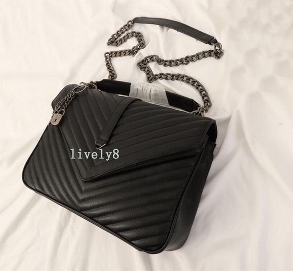 

v type 32 cm women good quality leather luxury fashion casual brand handbags envelope totes shoulder vintage silver chain bag