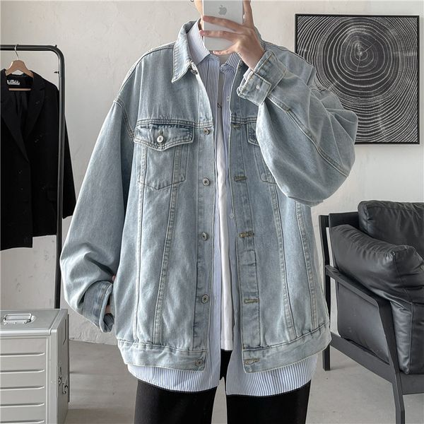 

2021 spring new denim loose jacket korean fashion men's wear, Black;brown