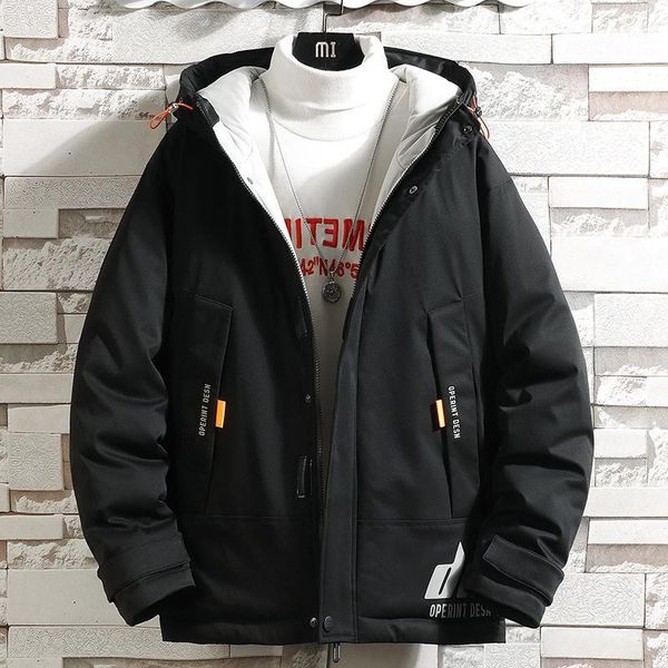 

mens cotton padded jacket men 2020 winter fashion hooded warm solid color jackets coat casual short tailed soft chell jacket men1, Black