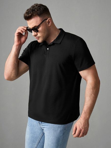 

extended sizes men solid polo shirt b5ms#, White;black