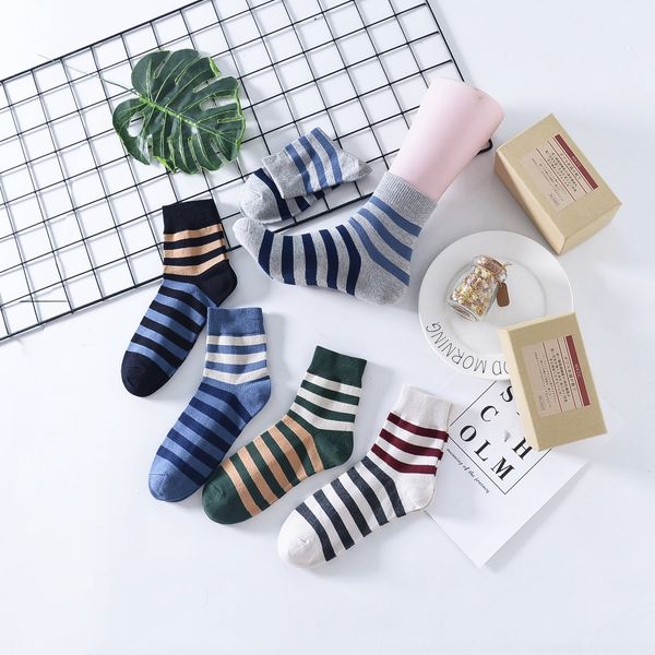 

rvhmq autumn and men's winter striped fashion business youth studentscasual mid-calf boxed autumn and fashion men's striped winter, Black