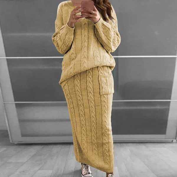 

oeak v-neck women knitted skirt suits autumn winter batwing sleeve 2 pieces club party female sweater blue dress