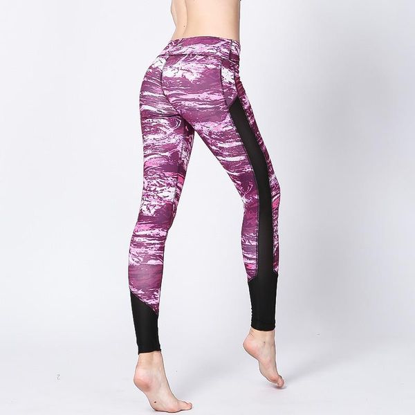 

yoga outfits fashion slim high waist elastic tight hip running training pants women's pieced flower print fitness sports leggings, White;red