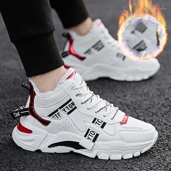 

boots men's thick bottom non-slip warm winter shoes for men fur ankle snow footwear male sneakers zapatos de hombre1, Black