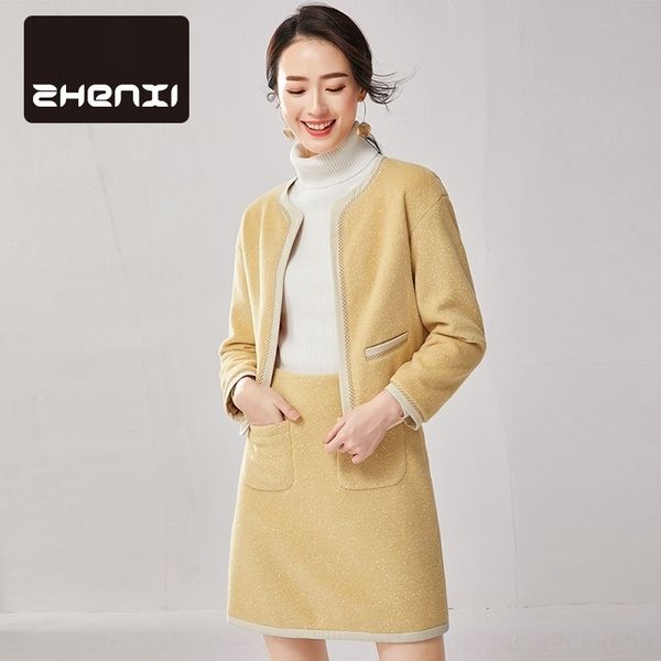 

pxg57 zhenxi новая юбка зимнее пальто небольшой твид высокой талии падение два 2019 короткий coatcoat короткий кусок моды костюм d7806 6cqof, Gray