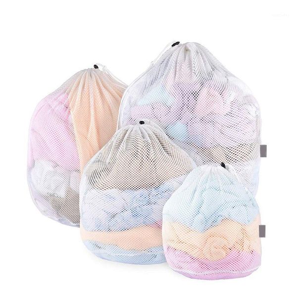 

laundry bags 4pcs reusable drawstring bag mesh clothes storage home accessories1