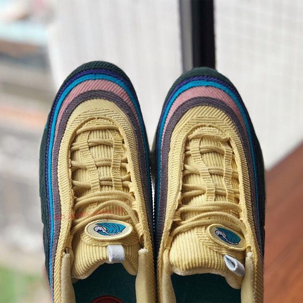 

2021 sw 97 sean wotherspoon design shoes 97s vivid sulfur multi yellow blue hybrid running new mens womens boots, Black;red