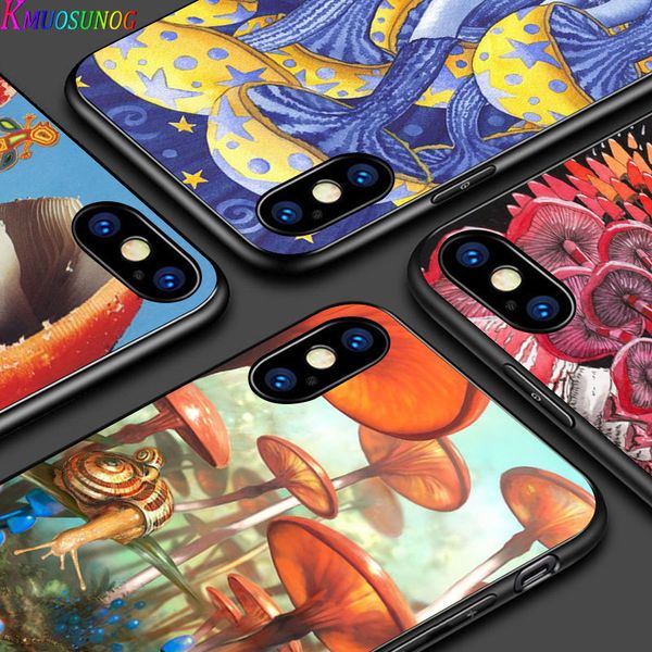 

psychedelic mushroom art for iphone 12 mini 11 pro xs max x xr 6s 6 7 8 plus 5s soft black phone case