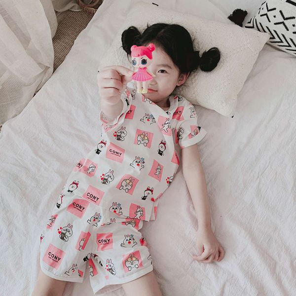 

children's home boys' short sve girls' and cartoon pajamas suit p95m, Blue;red