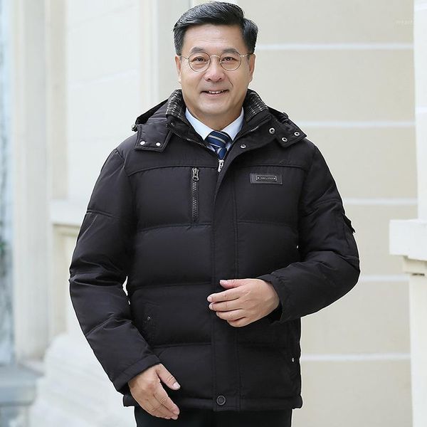 

mimi autumn and winter new down jacket for middle-aged and elderly men's thickened hooded father's clothes1, Black