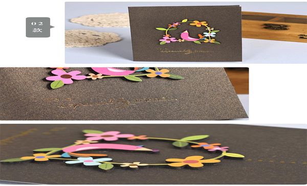 

2pcs pack vintage woodcarving mini blessing thanks greeting cards wedding cards 3d wedding invitations birthday cards wmtozq