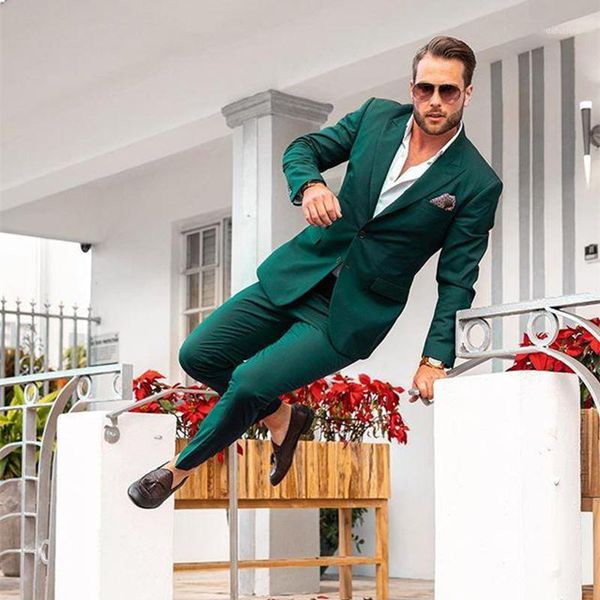 

dark green groom wedding tuxedos men groomsmen suits notached lapel slim fit two button prom party dinner blazer (jacket+pant)1, White;black