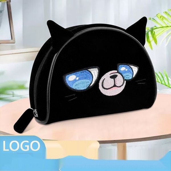 

egoqu purse c makeup embroidery multi-functional storage bagcosmetic bag cosmetic bagwomen's storage bag cartoon cat nylon coin flannel