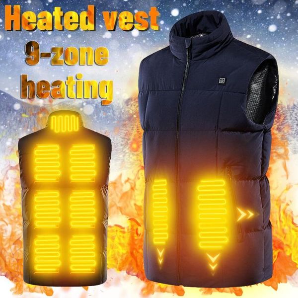 

9 zone heating vest men's usb infrared heated vest jacket winter warm electric heating clothing outdoor hiking tactical, Gray;blue
