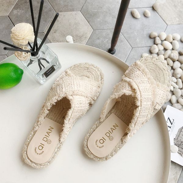 

flat bottomed slippers women's summer one character slippers travel beach knitting fashion versatile knitting sandals x1020, Black