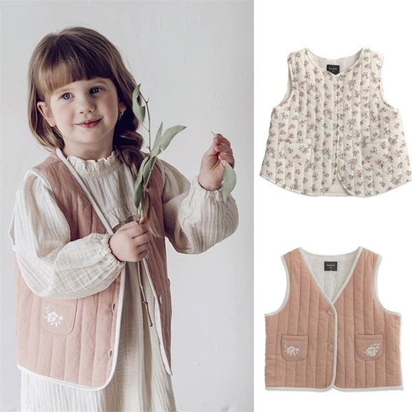 

enkelibb beautiful kids girls floral vest winter thick cotton vests su brand korea style baby clothes 201106, Camo