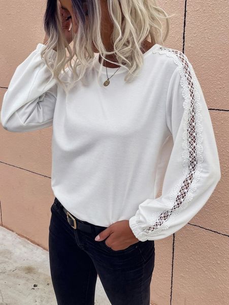 

guipure lace appliques sweatshirt h9nx#, White;black