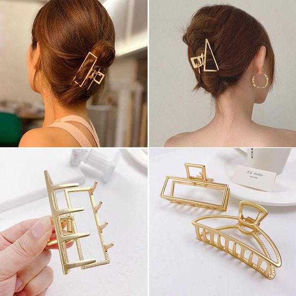 

hair accessories simple geometric metal women korean large clips lady hairclips hairgrips