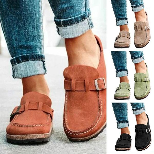 

women casual comfy suede slip on sandals summer home office shoes -opk1, Black