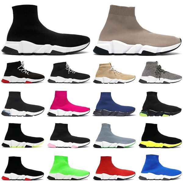 

2021 sock shoes speed trainer men women sneakers high triple black white red cristal blue clearsole fashion mens casual jogging walking