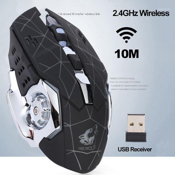 

mice x8 2.4ghz mute rechargeable gaming mouse lighting 3 speed 1800dpi adjustable ergonomic 6 buttons wireless for pc lap