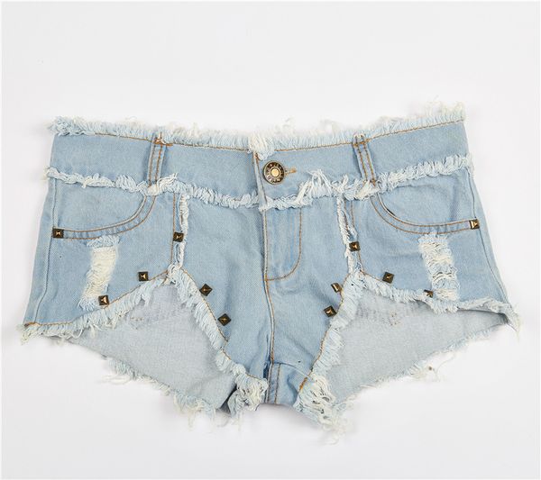 

2021 new 's summer fashionable female short-waisted personality shorts washed white-worn thin ultra short burr jeans street trend 0dmz, Blue