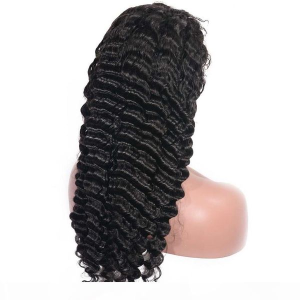 

deep wave wigs lace front human hair wigs for black women preplucked curly human hair indian full lace wigs, Black;brown