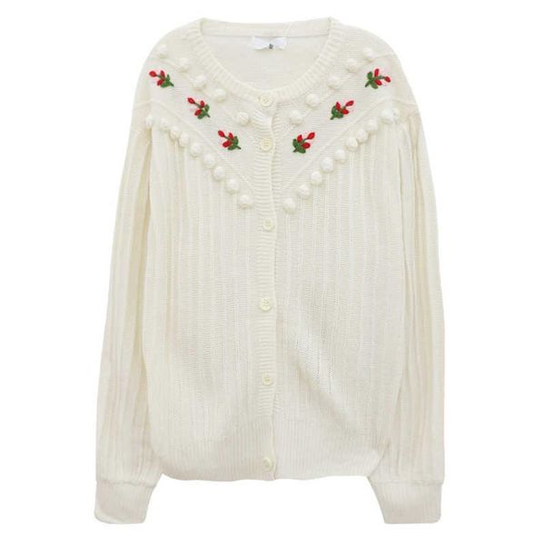 

2021 new runway elegant mesh flower cardigans preepy style girly sweet girl chi short student pull femme neck patched autumn sweater 6on0, White;black