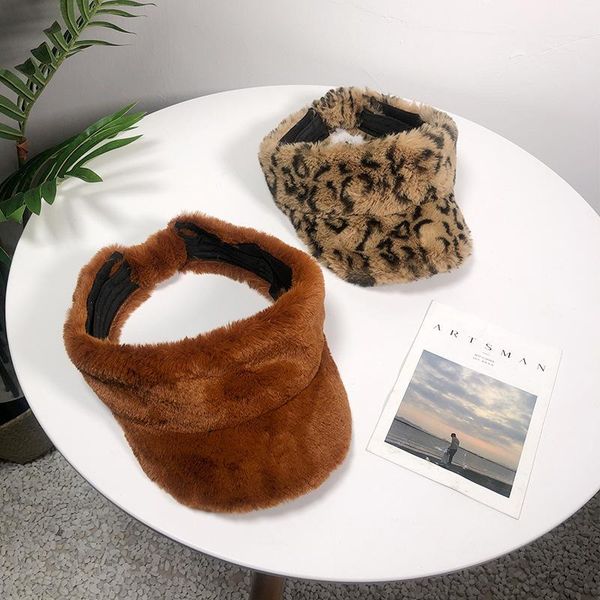 

wide brim hats pelosi send leopard print ma'am autumn and air baseball hat han banchao fashion all-match plush peaked cap male, Blue;gray